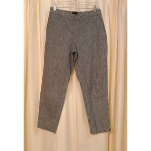 Banana Republic Women's Size 6P Hayden Pants Blue Stripe Slacks‎ Trouser Linen